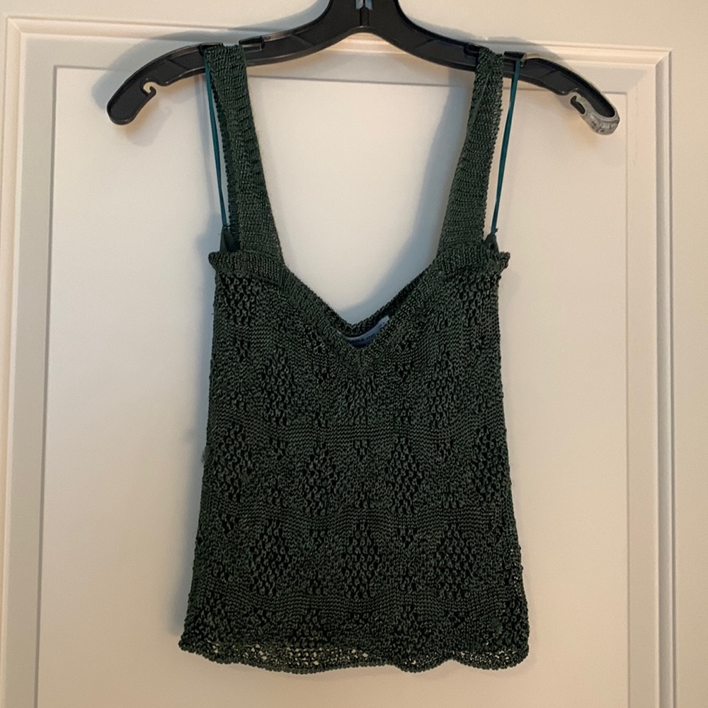 Zara knit olive green crop top